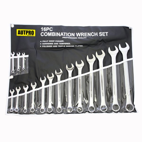 16pc Combination Wrench Set, Carbon Steel