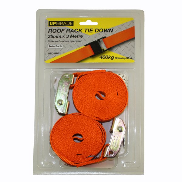 25mmx3m Lashing Strap, 2pc/set, 400kgs Breaking Ca